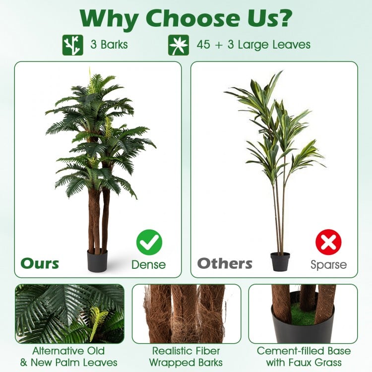 2 Pack Artificial Palm Tree 6.3 ft Tall with Adjustable Leaves