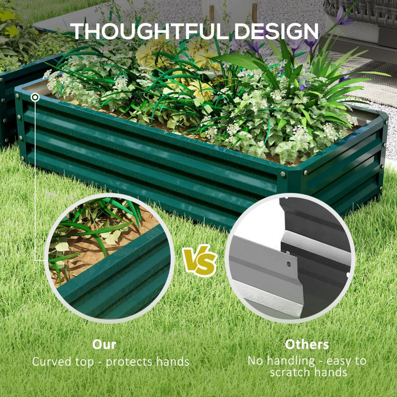 4' x 2' x 1' Raised Garden Bed, Set of 2 Galvanized Planter Box for Vegetables, Flowers, Herbs, Green