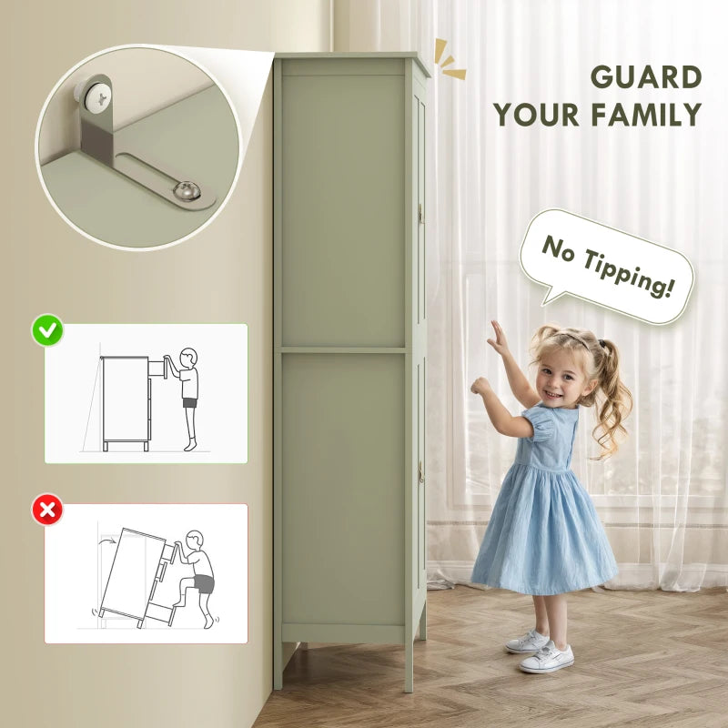 69.5" Tall Kitchen Pantry Storage Cabinet with Motion Sensor LED Light, Modern Kitchen Pantry Cabinet, Green