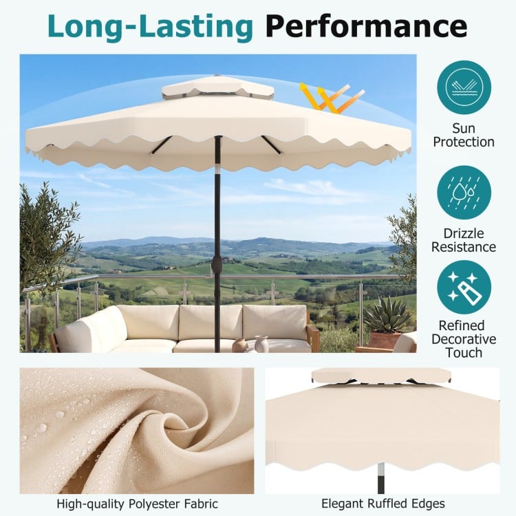 10 Feet Patio Umbrella with Push Button Tilt and Crank-Beige