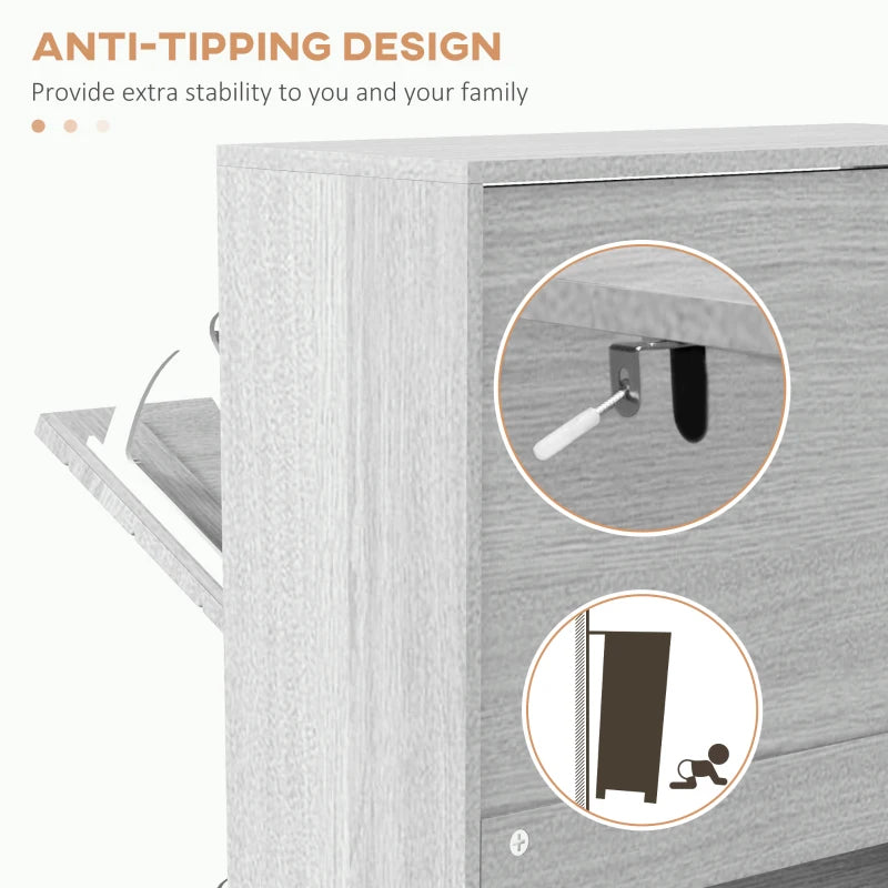 Shoe Storage Cabinet with 3 Flip Drawers, Narrow and Slim, 12 Pair of Shoes Organizer for Hallway, Entryway