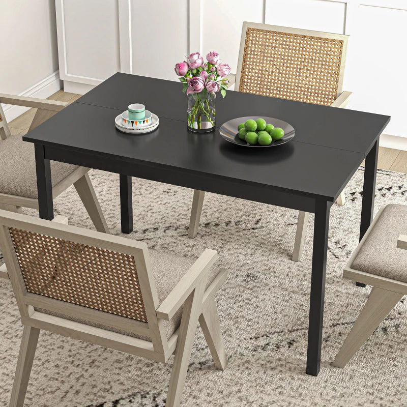 47" x 30" Dining Table, Farmhouse Dining Room Table with Pine Wood Frame, Space Saving Kitchen Table, Black