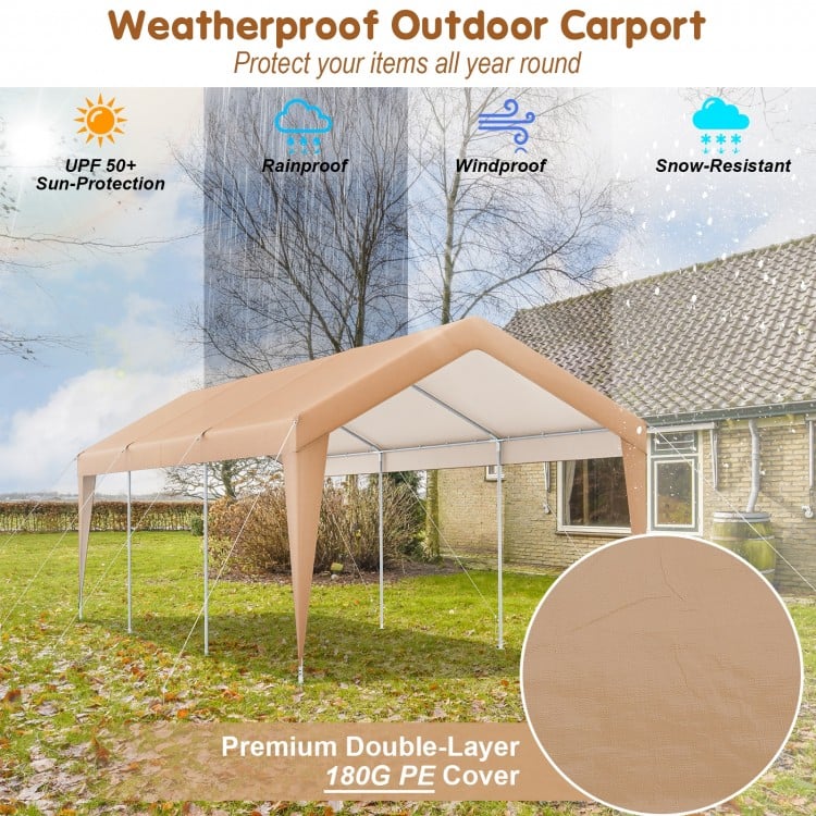 10 x 20 Feet Patio Heavy Duty All-Weather Carport-without Sidewall