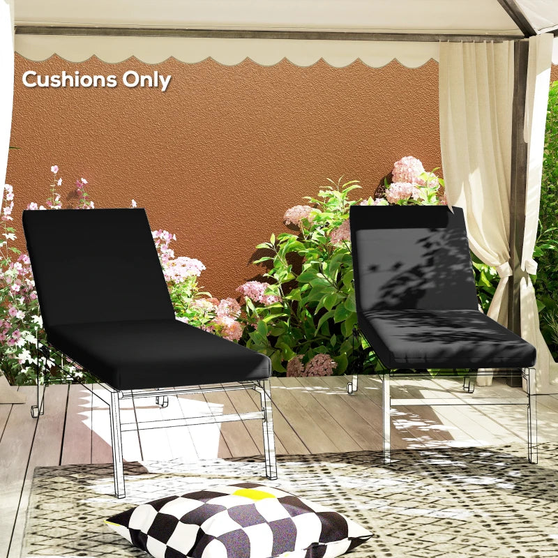2-Piece Back and Seat Cushion Pillows Replacement, Patio Chair Cushions Set with Ties for Indoor Outdoor, Black