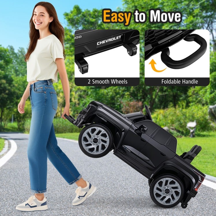 12V Ride on Car Truck Licensed Chevrolet with Remote Control Gift for 3+-Black