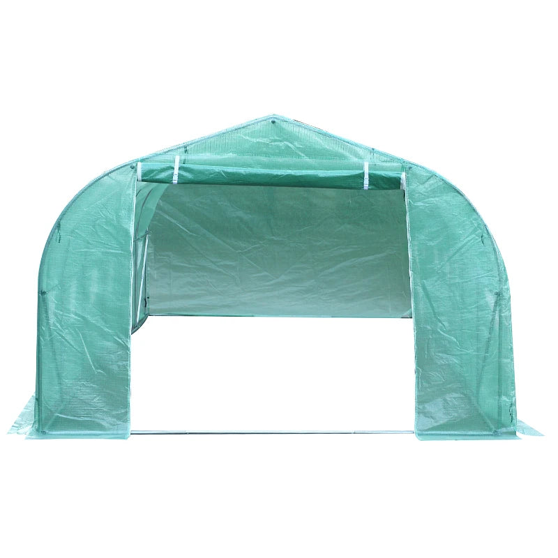 26' x 10' x 7' Large Steeple Walk-in Greenhouse Outdoor Garden Plant Seed Tunnel Grow Tent Steel Frame, Green