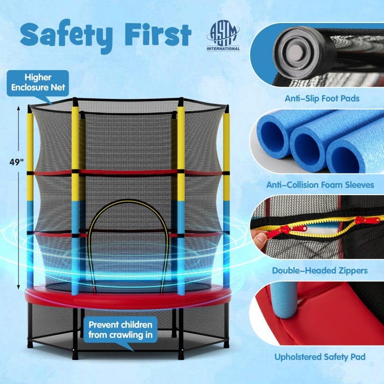 Kids Trampoline Recreational Bounce Jumper with Safety Enclosure Net