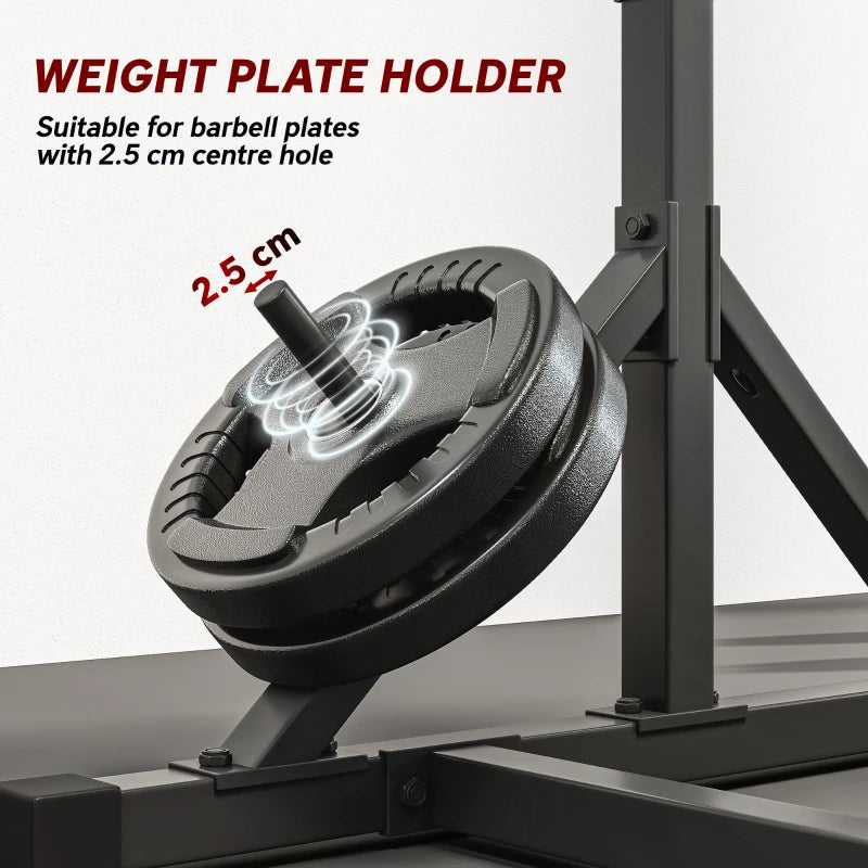 Soozier Adjustable Squat Rack, Multi-Function Bench Press Rack with Weight Plate Holders and Pull up Bar, Black