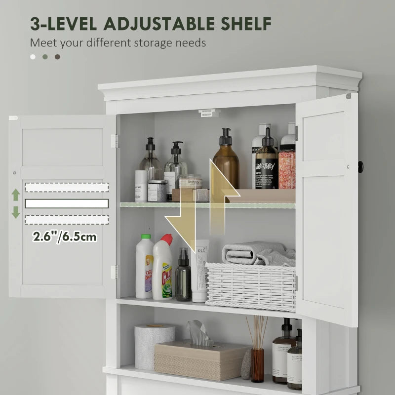 3-Tier Over Toilet Storage Unit Washing Machine Cabinet Dryer Cabinet with Adjustable Shelf for Bathroom, Laundry