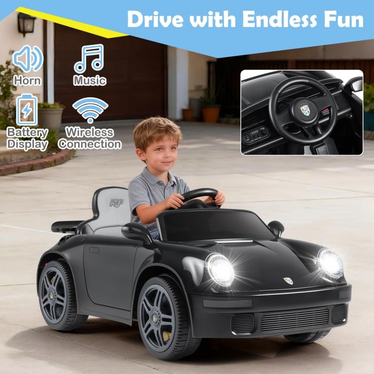 12V Electric Ride On Car Licensed RUF CTR with Remote Control and Music-Black