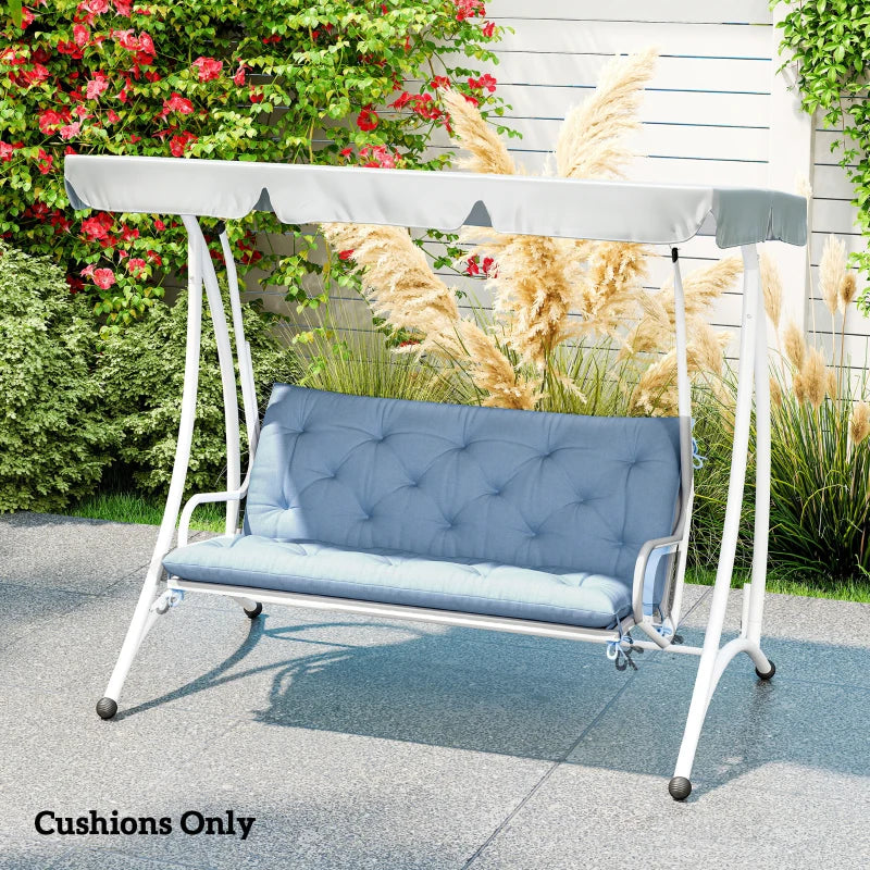 2 Seater Garden Bench Cushion, Soft Thick Outdoor Non-Slip 2 Seater Soft Pad With Backrest for Garden Patio, 47" x 43" x 5", Light Blue