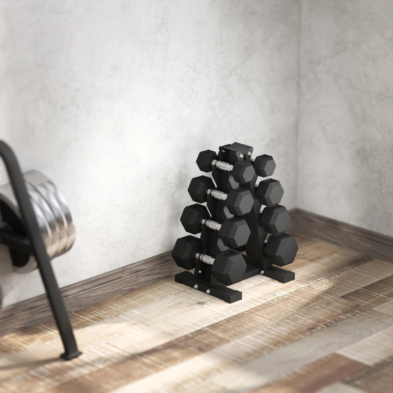 Soozier 100 LBS Hex Dumbbell Set with Rack, Rubber Coated Weights with Non-Slip Handles for Home Gym Strength Training