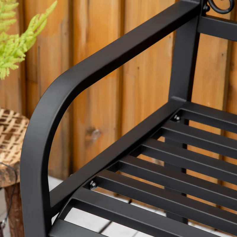 2 Seater Garden Bench 45" x 21.75" x 35.5" Steel Frame Loveseat for Yard, Lawn, Porch, Patio, Black and Gold