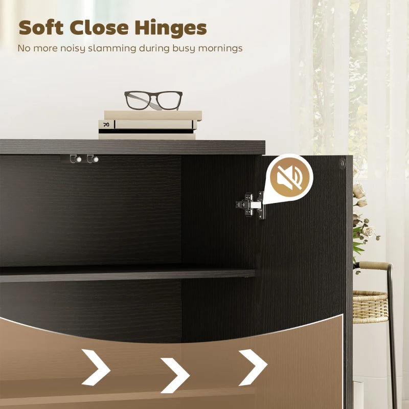 Sideboard Buffet Cabinet, 30.7" Kitchen Cabinet with Soft-Close Door and Adjustable Shelves, Distressed Black Grey