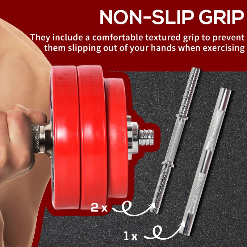Soozier 66lbs 2-In-1 Dumbbell & Barbell Adjustable Set Strength Muscle Exercise Fitness Plate Bar Clamp Rod Home Gym Sports Area