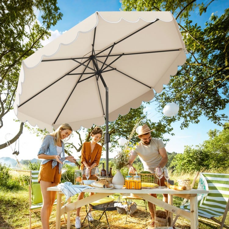 10 Feet Patio Umbrella Outdoor Market Umbrella with Crank Tilt Adjustment-Beige