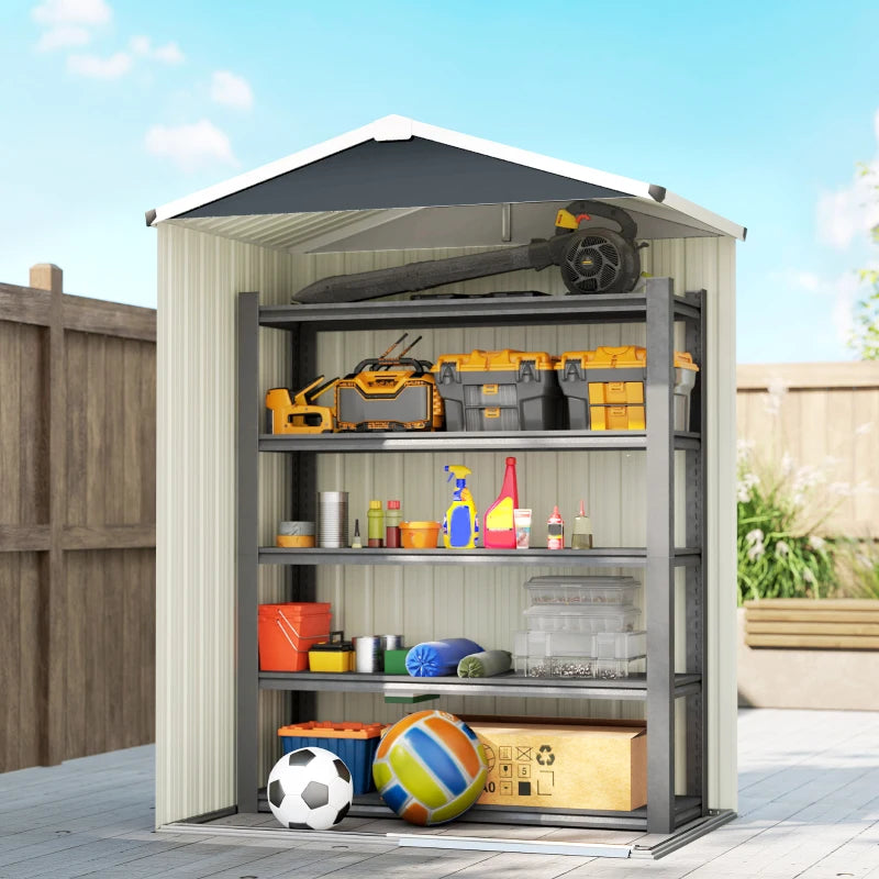 4.5 x 3ft Outdoor Storage Shed, Waterproof Metal Garden Shed with Lockable Door for Backyard, Patio, Lawn, Dark Grey