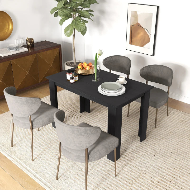 47" Kitchen Table for 4-6 People, Dining Table with Wood Effect for Dining Room, Black
