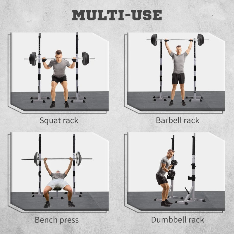 Soozier 2-Piece Barbell Rack, 53.5"-69.3" Height Adjustable Squat Rack Bench Press Rack, 440LBS Capacity