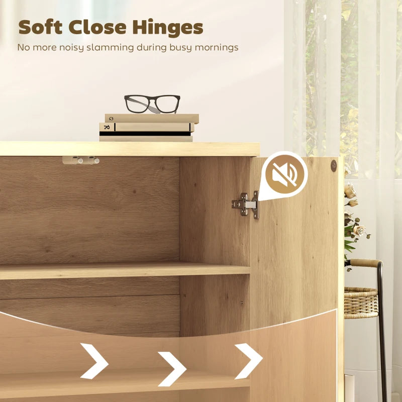 Sideboard Buffet Cabinet, 30.7" Modern Kitchen Storage Cabinet with Soft-Close Door and Adjustable Shelves, Oak