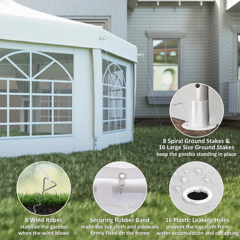 16' x 22' Wedding Event Party Tent High Peak Octagonal Outdoor Gazebo Canopy with Removable Walls, for Weddings, Parties, White
