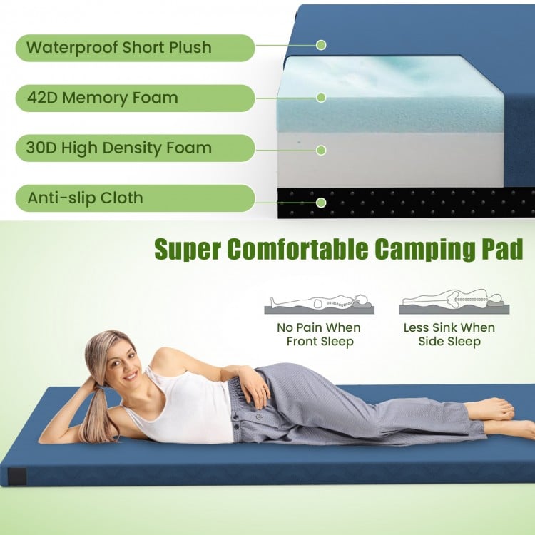 Indoor outdoor Sleeping mat with High density foam Cushion and Carrying Bag-Navy