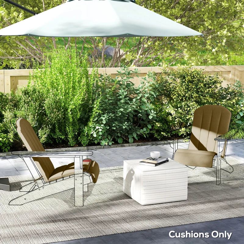 Set of 2 Patio Chair Cushions, High Back Adirondack Chair Cushion with Ties, High-Density Foam, Beige