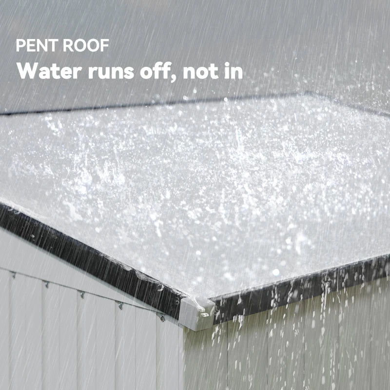 4.3' x 6.3' Outdoor Storage Shed Lean to Shed Outdoor Metal Tool Shed with Lockable Door and Air Vents, White