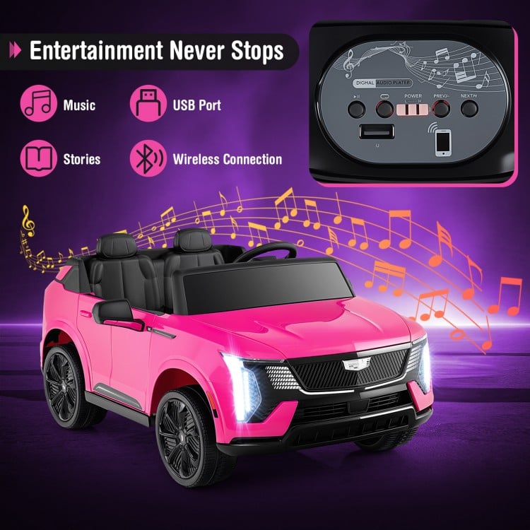24V Ride on Truck 2-Seater Licensed Cadillac with Remote Control-Pink