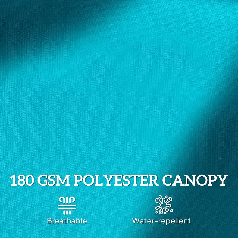 15' Outdoor Patio Umbrella with Twin Canopy Sunshade Steel Table Umbrella w/ Lift Crank, Cross base, Sandbag, Light Blue