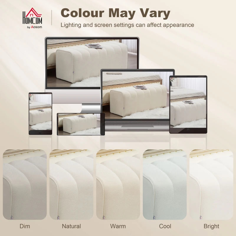 43" Upholstered Bedroom Bench Modern End of Bed Bench Load up to 485 lbs for Bedroom Hallway Living Room Cream White