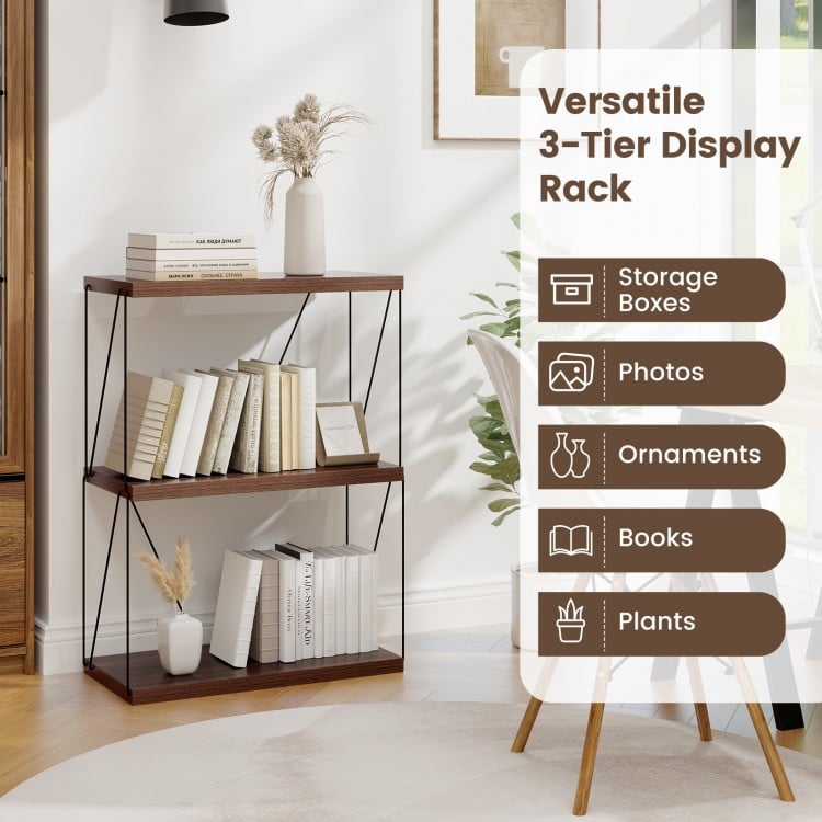 2/3/4/5-Tier Multipurpose Display Rack with Metal Frame-3-Tier