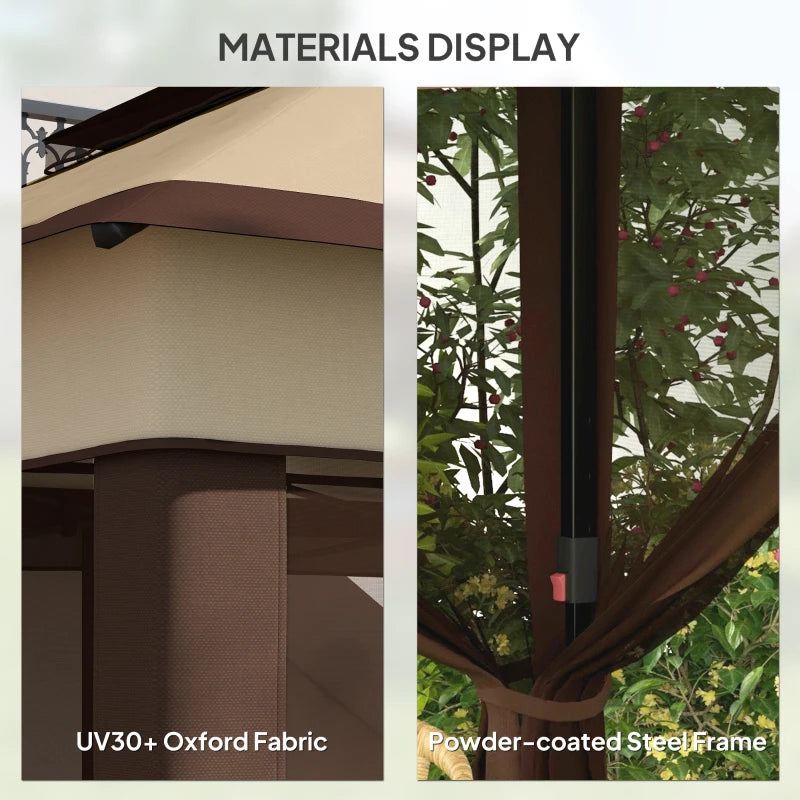10.7 x 10.7ft Pop Up Gazebo, Adjustable Instant Sun Shelter with UV30+ Roof Cover, Removable Mesh Curtains, Beige
