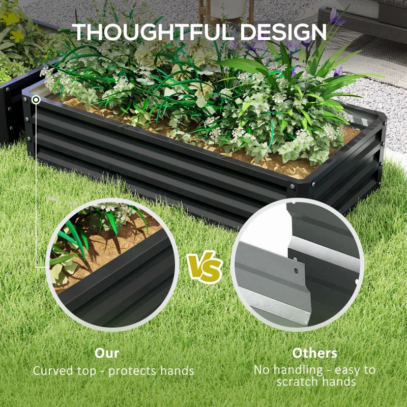 4' x 2' x 1' Raised Garden Bed, Set of 2 Galvanized Planter Box for Vegetables, Flowers, Herbs, Grey
