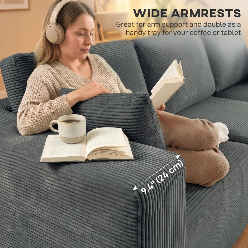 2-in-1 Modular Sectional Sofa, Boneless L Shaped Couch Sofa Bed, Dark Grey