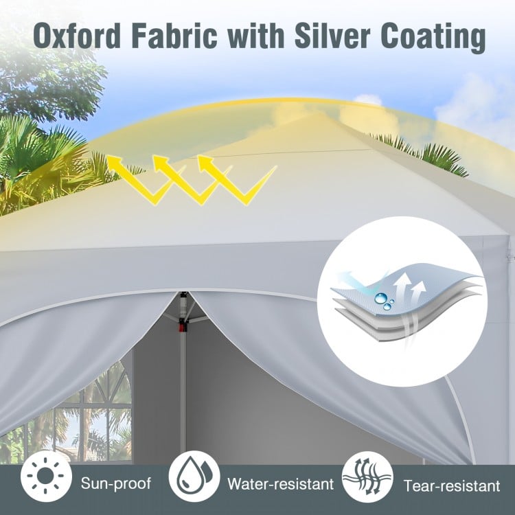 10 X 10 FT Pop up Canopy Tent with 4 Removable Sidewall-White