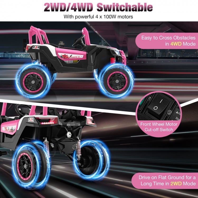 2-Seater Kids Ride on UTV with 2.4G Remote Control for over 3 Years Old Children-Pink