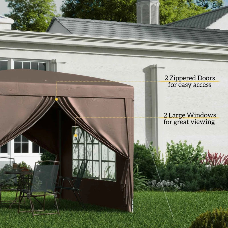 10'x10' Outdoor Pop Up Party Tent Wedding Gazebo Canopy with Carrying Bag (Coffee)