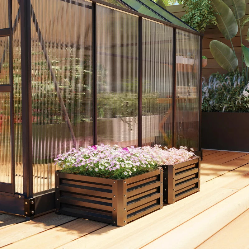 2' x 2' x 1' 2-Pieces Raised Garden Bed w/ Galvanised Steel Frame for Vegetables Flowers Herbs, Black