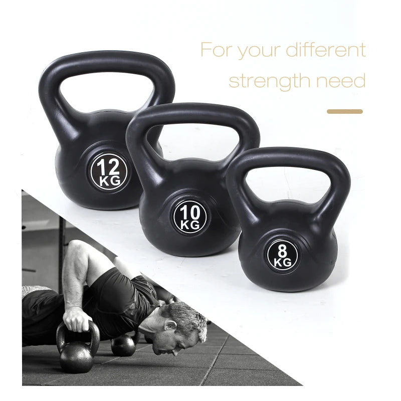 Soozier 26lb Fitness Kettlebell, Plastic Exercise Weight, Weightlifting Tools with Sand, Handle, Noise Reduction for Home, Gym