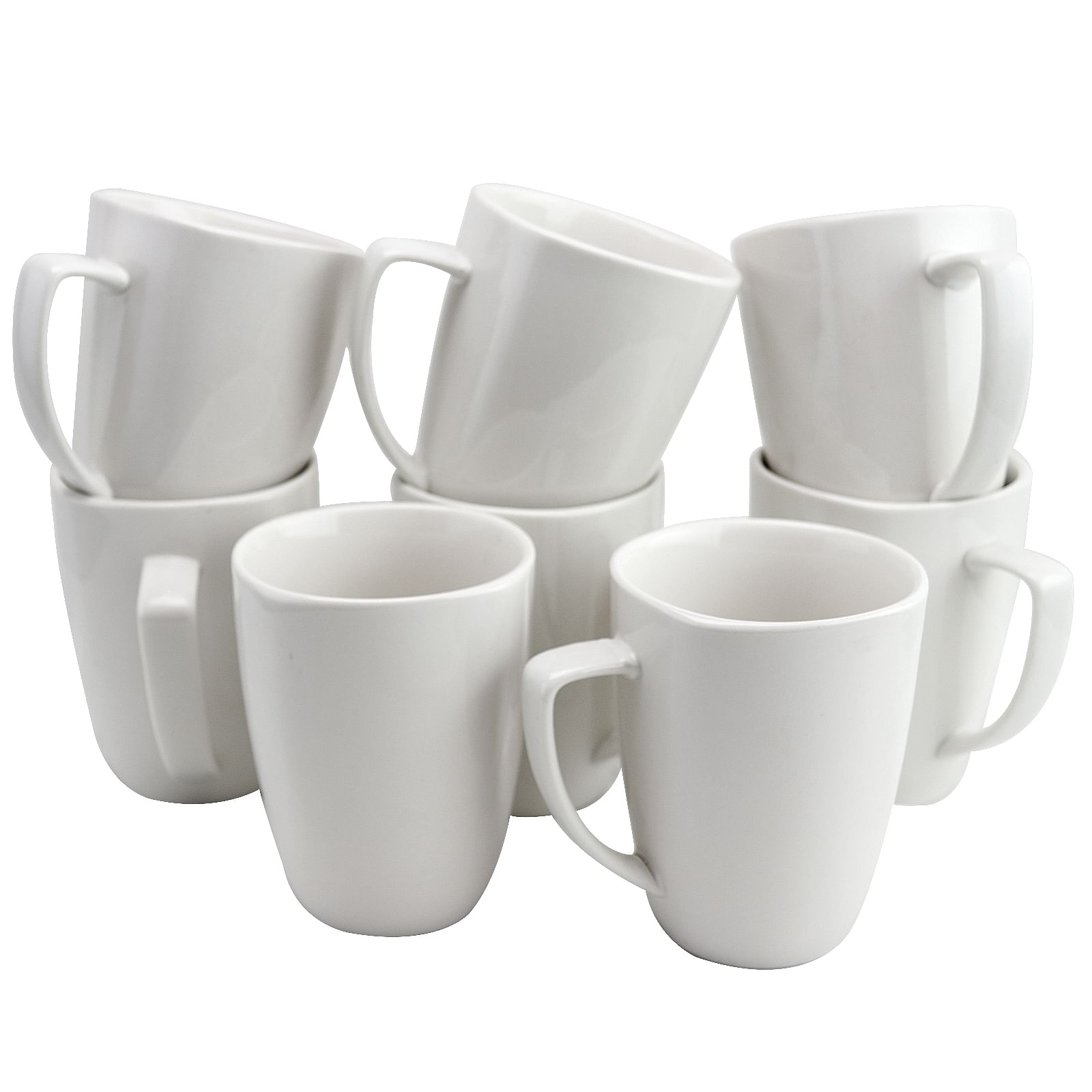 Gibson Home Zen Buffetware 12 oz. Square Ceramic Mug Set in White, Set of 8 - Free Shipping