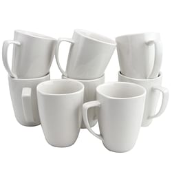 Gibson Home Zen Buffetware 12 oz. Square Ceramic Mug Set in White, Set of 8 - Free Shipping