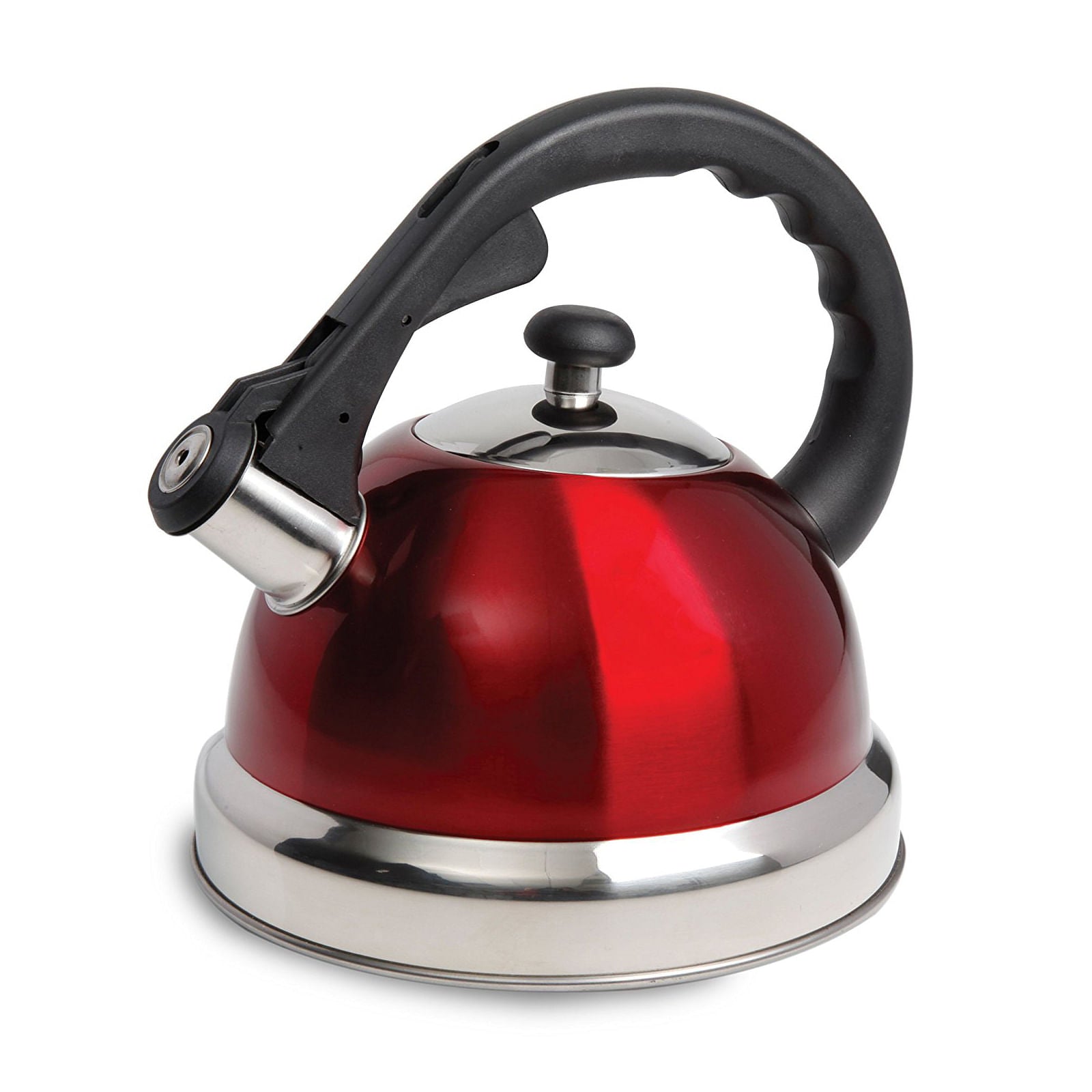 Mr Coffee Claredale 2.2 Quart Stainless Steel Whistling Tea Kettle in Red with Nylon Handle - Free Shipping
