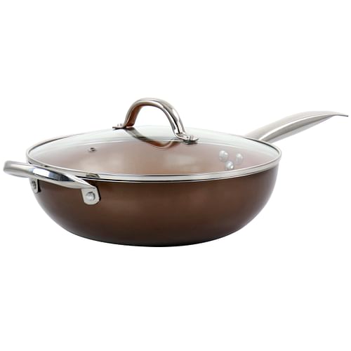 Copper Pan Cooking Excellence 3.5 Quart Aluminum Nonstick Saute Pan in Copper - Free Shipping