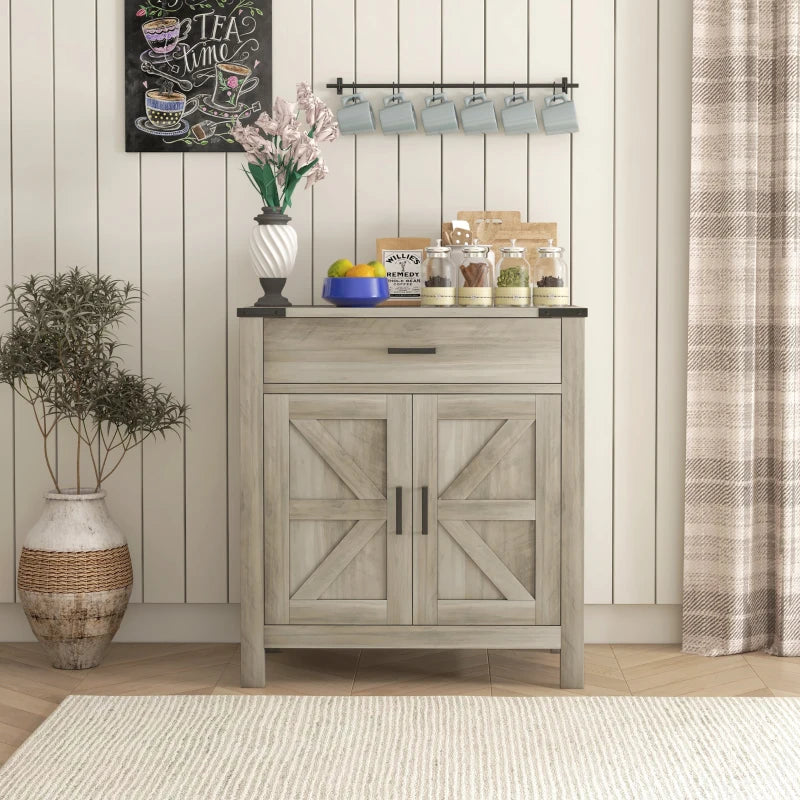 Sideboard Buffet Cabinet, Farmhouse Kitchen Storage Cabinet w/ Drawer and Shelf for Living Room, Entryway