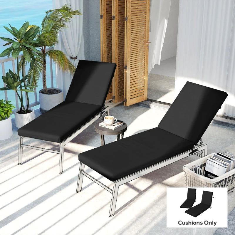 2-Piece Back and Seat Cushion Pillows Replacement, Patio Chair Cushions Set with Ties for Indoor Outdoor, Black