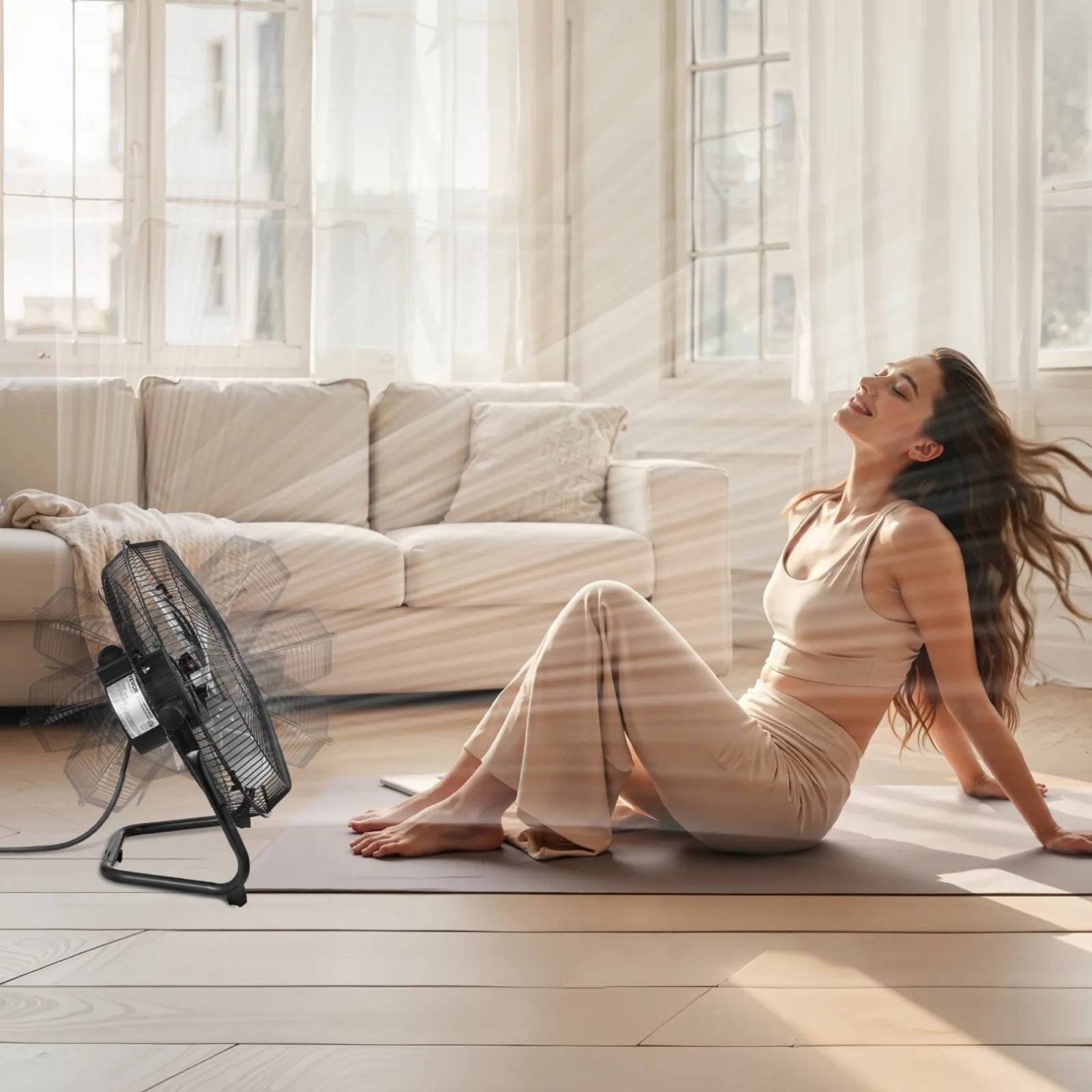 VEVOR 14 In Floor Fan 3 Speed 360° Adjustable Tilt High-Velocity Industrial Fan