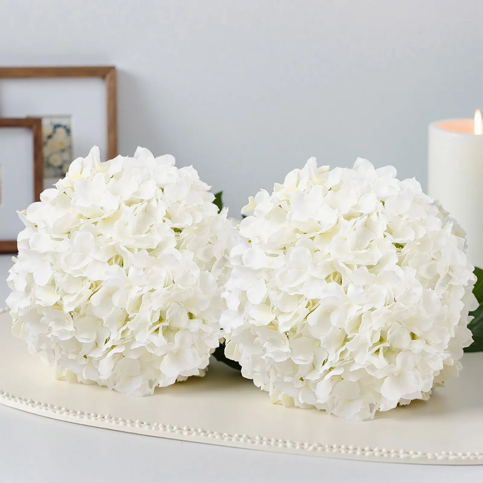 VEVOR 305 Pcs Artificial Silk Hydrangea Flowers 9.8 In Bouquet Arrangement White