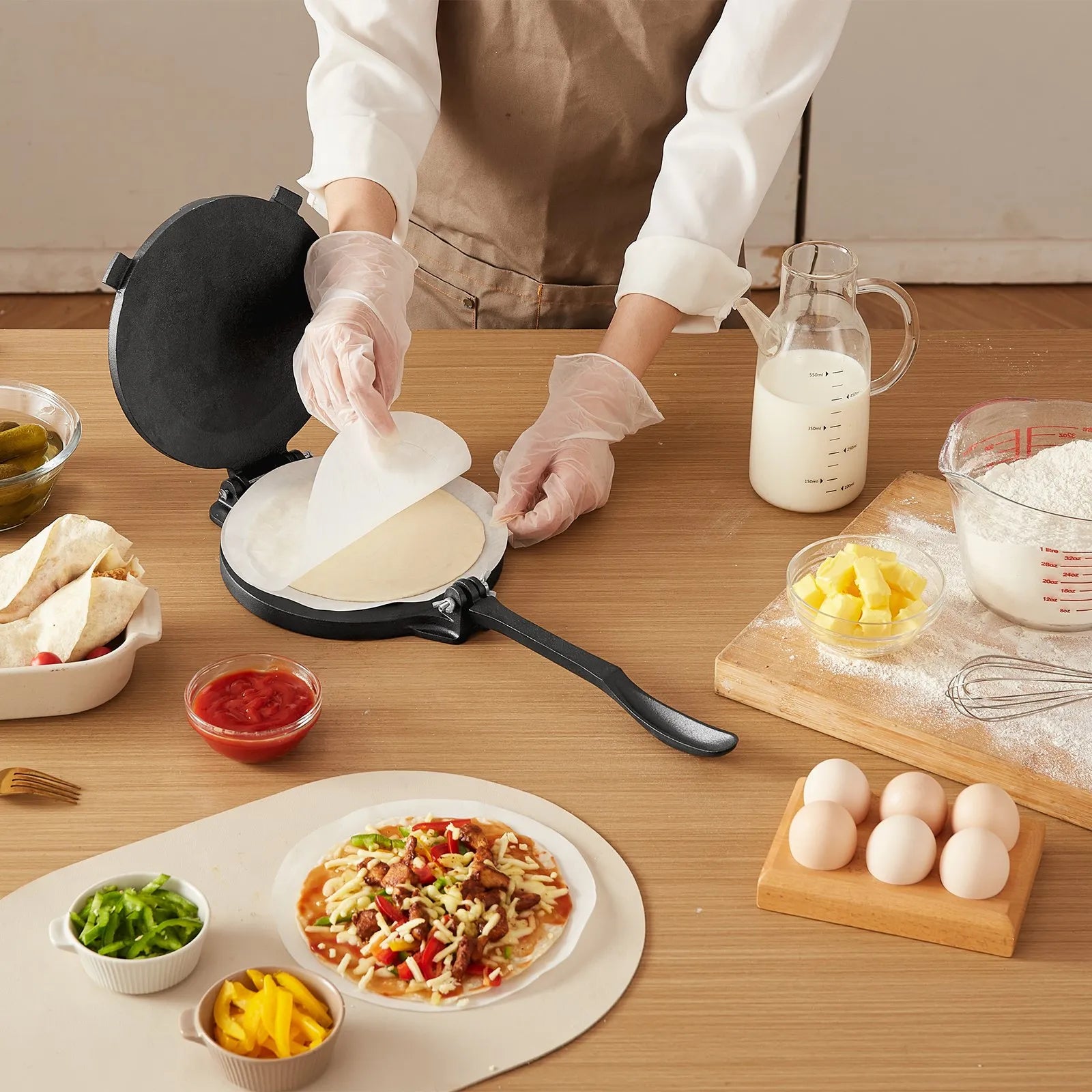 VEVOR 10 Inch Tortilla Press Chapati Maker Roti Dough Maker Heavy Duty Cast Iron