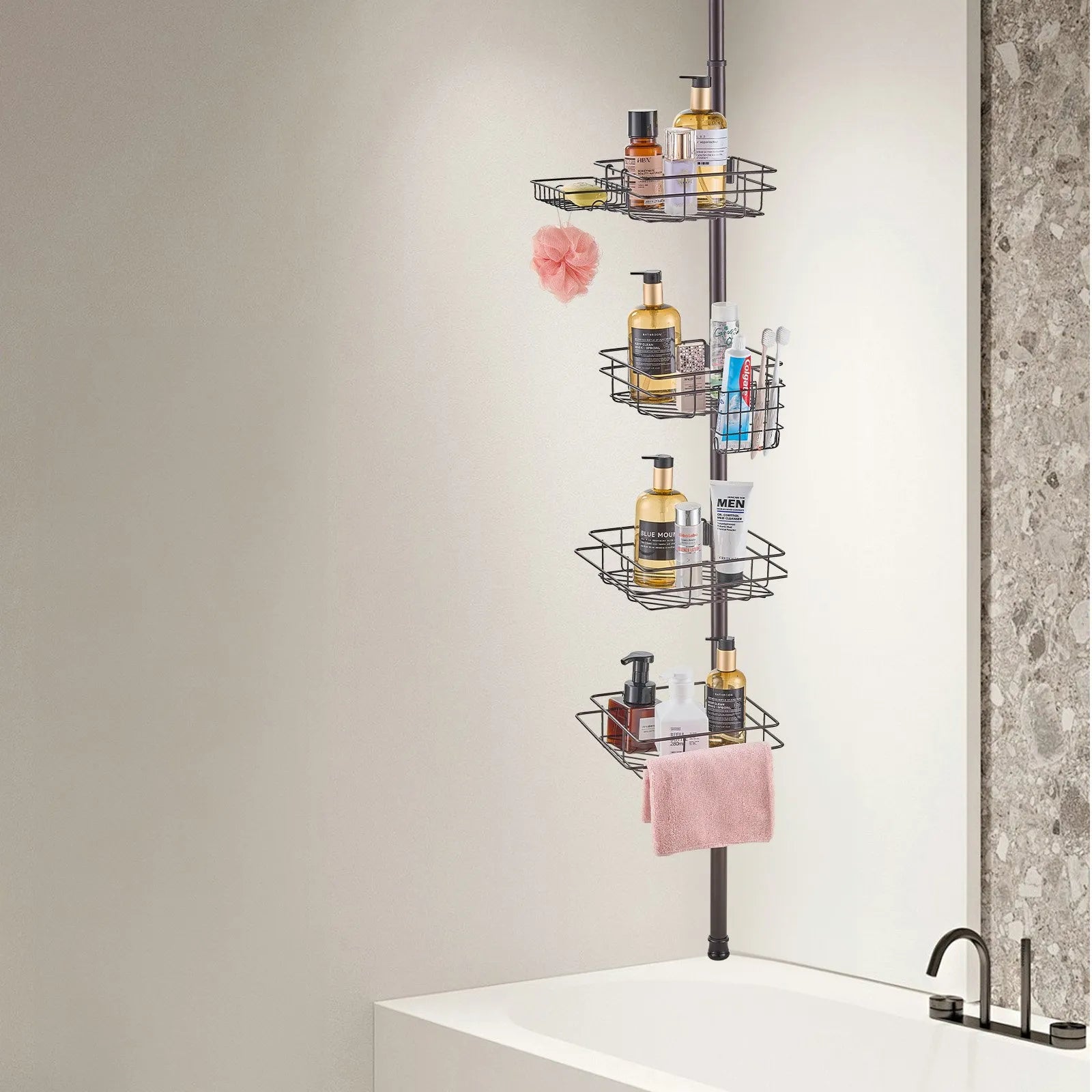 VEVOR 42" to 114" High Shower Corner Caddy Tension Pole Rust-Proof Tension Pole